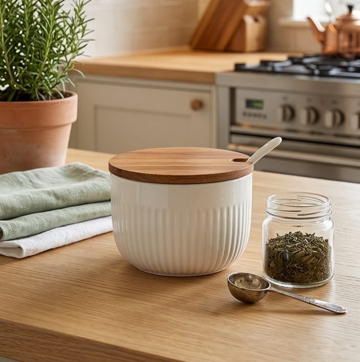 Sugar Pot with Wooden